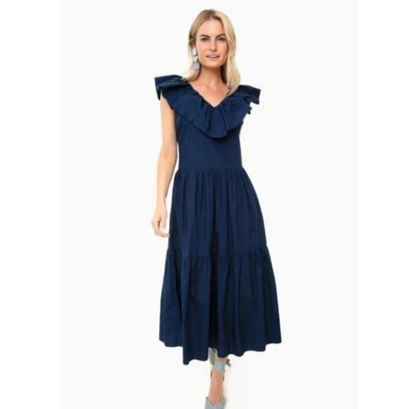 Anthropologie English Factory Woman RUFFLED NECK SLEEVELESS MIDI DRESS, … - Picture 1 of 8